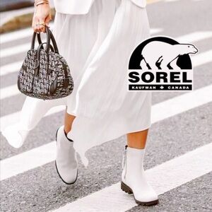 Sorel Phoenix Zip Waterproof Leather Ankle Boots Off-White Women’s Size 8